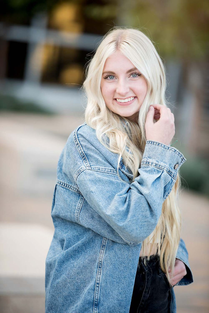 Blonde woman smiling